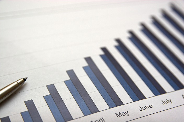 Bar graph showing statistics over several months